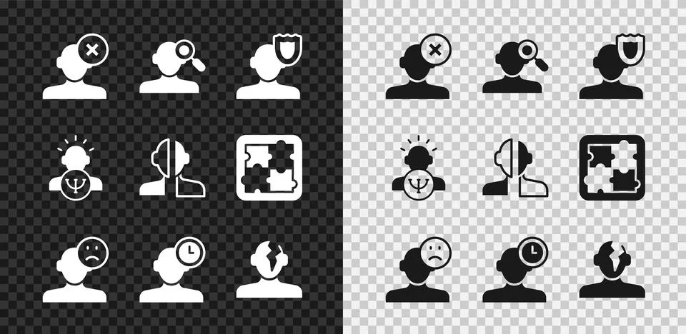 Set Solution problem in psychology, Finding a, Psychology, Sad and depressed man Illustrazione stock