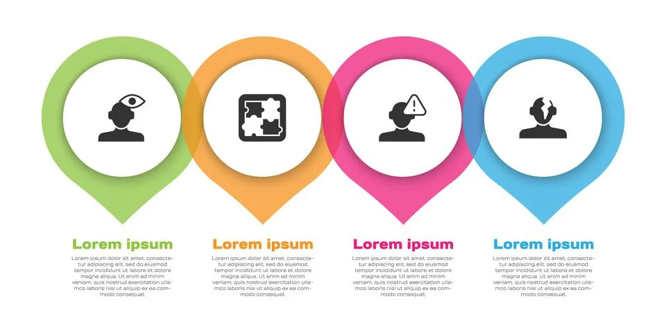 Set Solution problem in psychology, Finding a and . Business infographic te.. Illustrazione stock