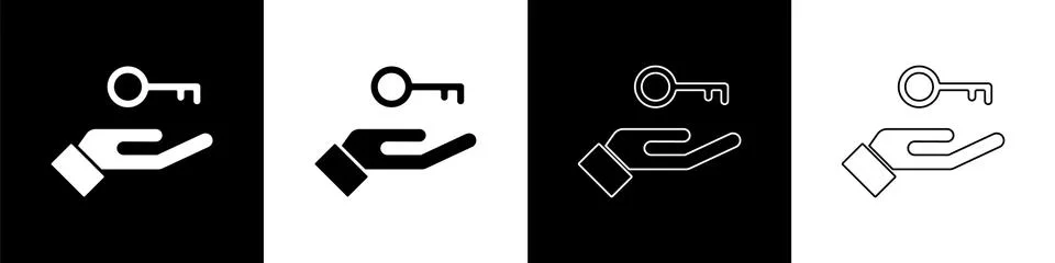 Set Solution to the problem in psychology icon isolated on black and white Stock Illustration