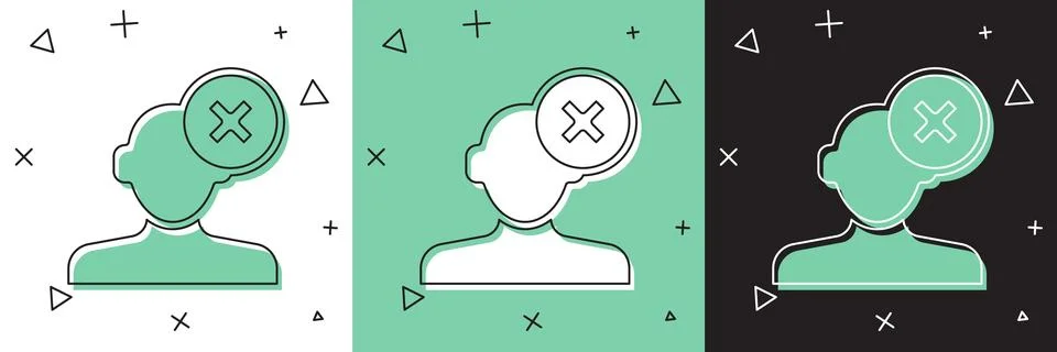 Set Solution to the problem in psychology icon isolated on white and green イラスト素材