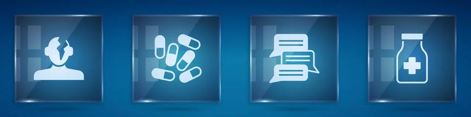 Set Solution problem in psychology Medicine pill or tablet Online psychologic Stock Illustration