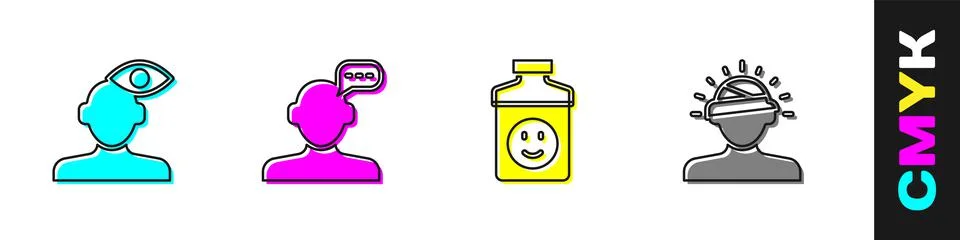 Set Solution problem in psychology, Online psychological counseling Illustrazione stock
