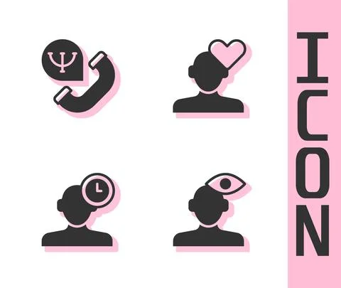 Set Solution problem in psychology, Online psychological counseling, Insomnia Stock Illustration