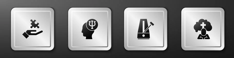 Set Solution to the problem, Psychology, Psi, Metronome with pendulum and Man Illustrazione stock