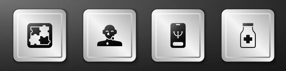 Set Solution problem in psychology, Tear cry eye, Online psychological Illustrazione stock