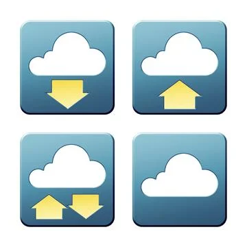 A set of some nice and modern cloud signs with clipping path Stock Illustration