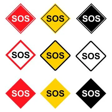 Set of SOS help icon, safety support alert design, save vector illustration Ilustración de archivo