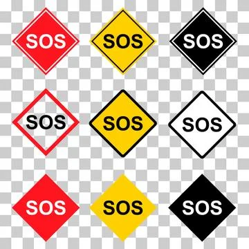 Set of SOS help icon, safety support alert design, save vector illustration Illustrazione stock