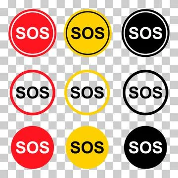 Set of SOS help icon, safety support alert design, save vector illustration Stock Illustration