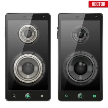 Set of Sound Load speakers Dynamics inside a smartphone Stock Illustration