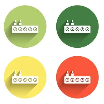 Set Sound mixer controller icon isolated with long shadow background. Dj eq.. Stock Illustration