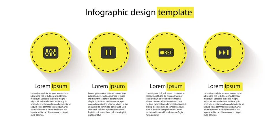 Set Sound mixer controller, Pause button, Record and Fast forward. Business Illustrazione stock