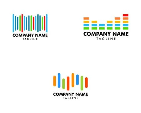 Set of Sound Wave Equalizer Audio Logo Vector Icon Stock Illustration