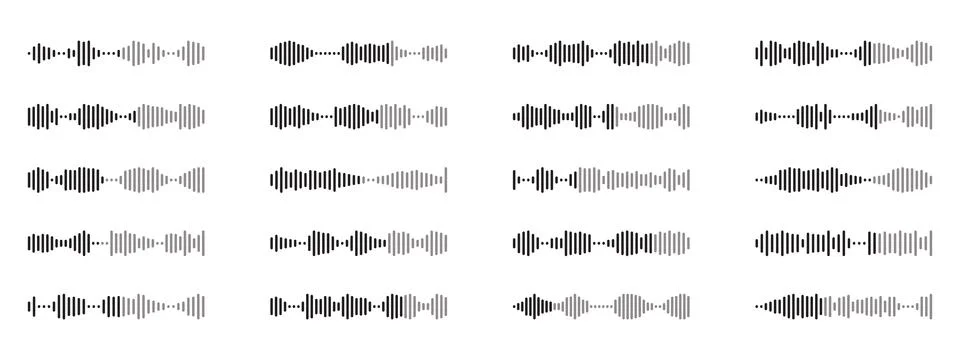 Set of sound wave icon. Waveform pattern for music player, podcasts, mobile.. Illustrazione stock