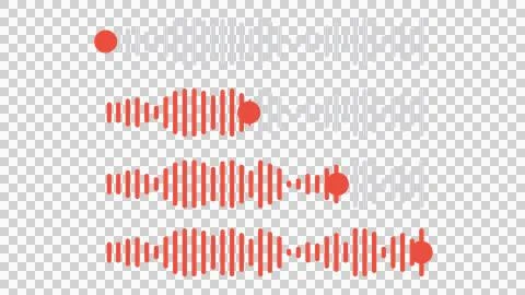 Set of sound waveform progress bar icons. With transparent background. Illustrazione stock