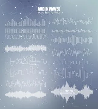 Set sound waves. Audio equalizer technology, pulse musical. Vector illustration Stock Illustration