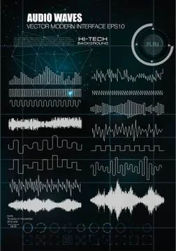 Set sound waves. Audio equalizer technology, pulse musical. Vector illustration Stock Illustration