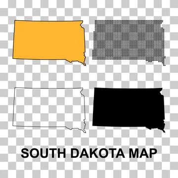 Set of South Dakota map shape, united states of america. Flat concept vector Stock Illustration
