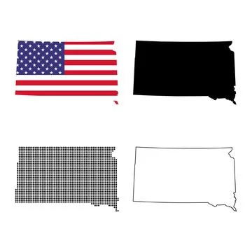 Set of South Dakota map shape, united states of america. Flat concept vector Stock Illustration