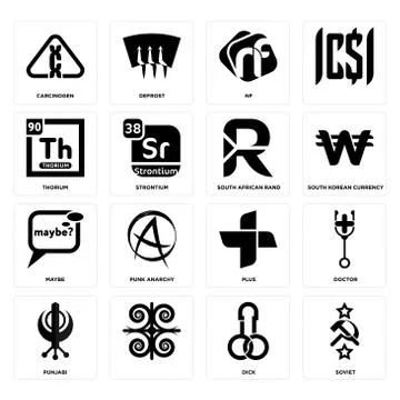 Set of soviet, dick, punjabi, plus, maybe, south african rand, thorium, nf, c 無料イラスト素材