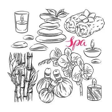 Set of spa accessories Stock Illustration