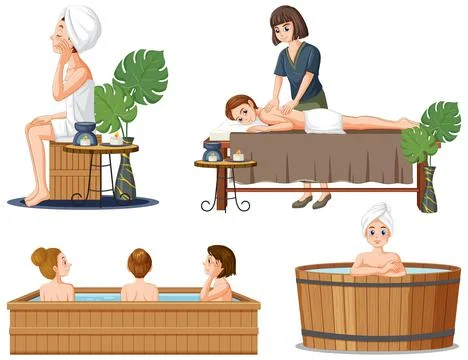 Set of spa massage objects Stock Illustration