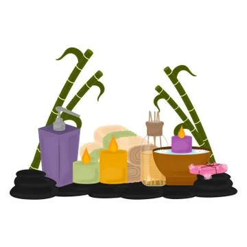 Set of a spa objects image Stock Illustration
