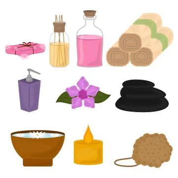Set of a spa objects image Stock Illustration