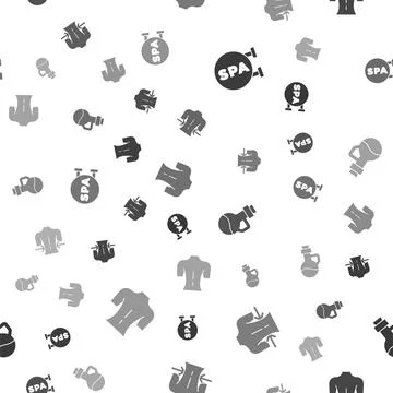 Set Spa salon, Massage, Essential oil bottle and on seamless pattern. Vector Stock Illustration