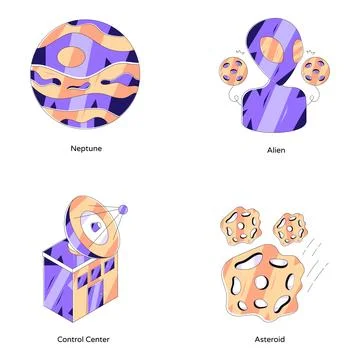 Set of Space and Astrology Isometric Illustrations Stock Illustration