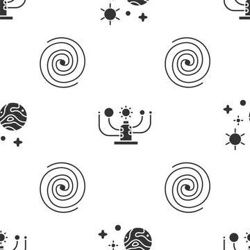Set Space and planet, Solar system and Black hole on seamless pattern. Vector Stockillustratie