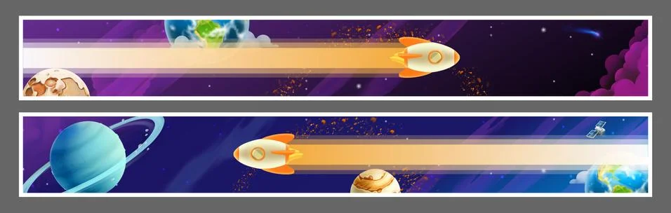 Set of space banners, vector design Stock Illustration
