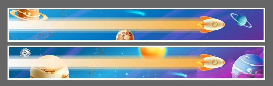 Set of space banners, vector design Stock Illustration