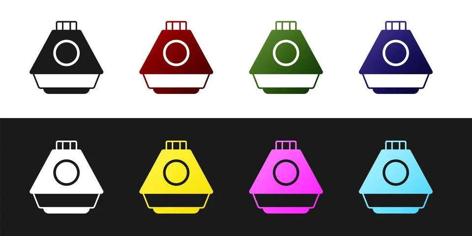 Set Space capsule icon isolated on black and white background. Vector Ilustración de archivo