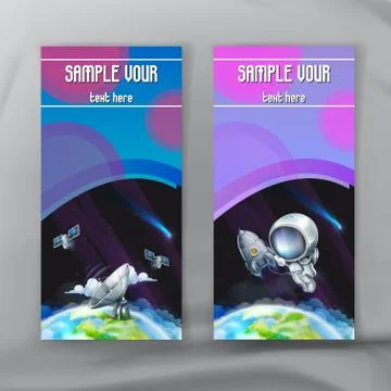Set of space flyers, brochure template, vector design Stock Illustration