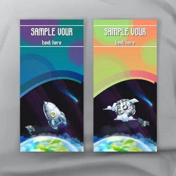 Set of space flyers, brochure template, vector design Stock Illustration