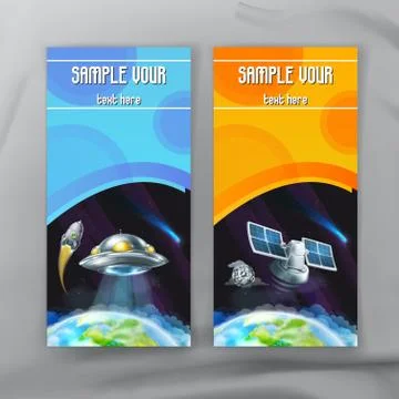 Set of space flyers, brochure template, vector design Stock Illustration
