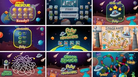 Set of space games Stock Illustration