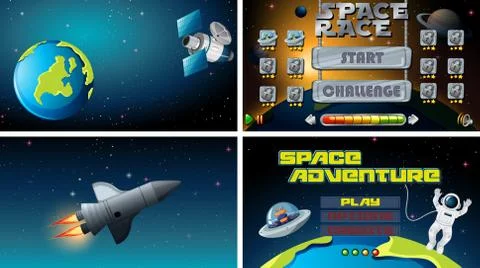 Set of space games Illustrazione stock