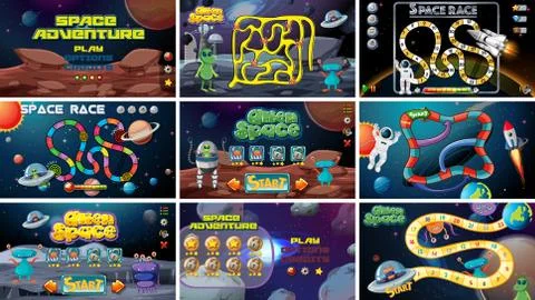 Set of space games Illustrazione stock