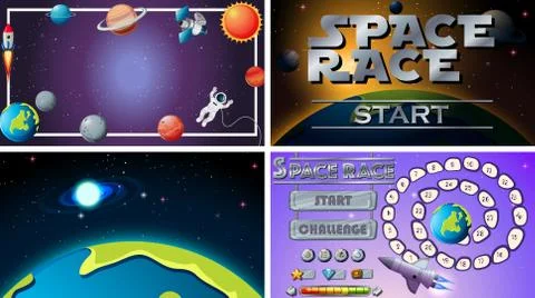Set of space games Illustrazione stock