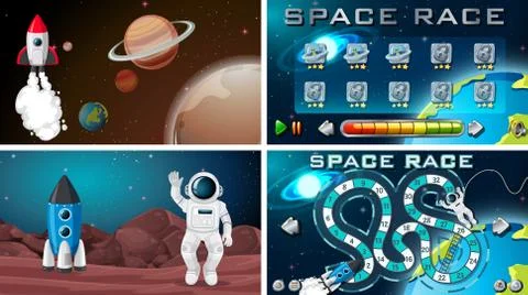 Set of space games Illustrazione stock