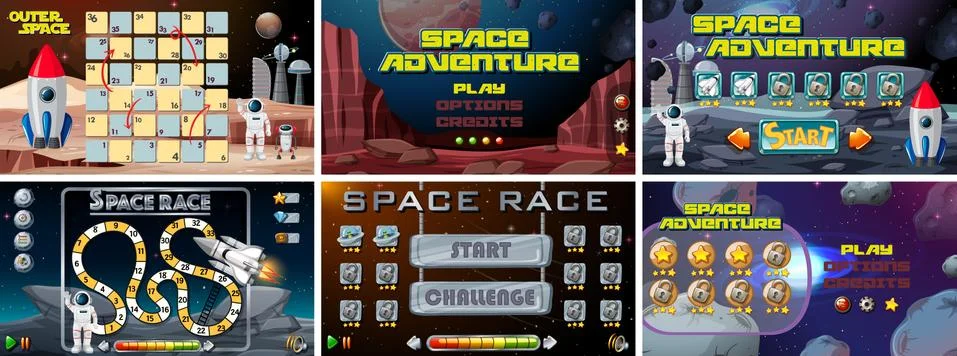 Set of space games Stock Illustration