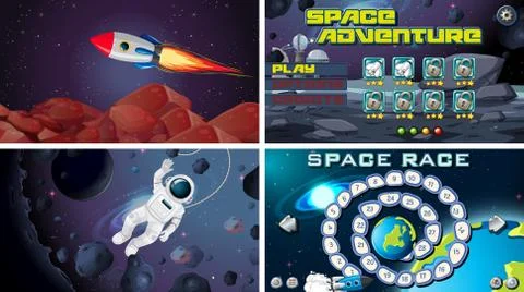 Set of space games Stock Illustration