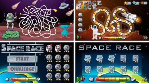 Set of space games Illustrazione stock