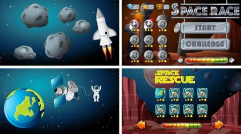 Set of space games Stock Illustration