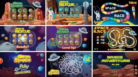 Set of space games Illustrazione stock