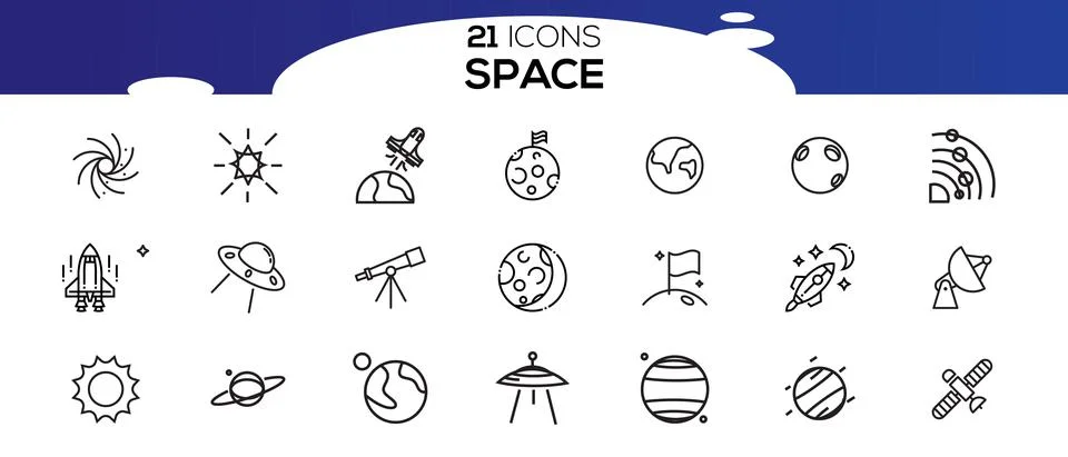 Set of space icon vector illustration. Illustrazione stock