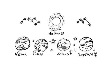 Set of space objects planets, stars, comet Stock Illustration