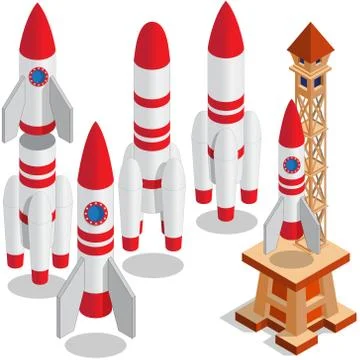 A set of space rockets. Stock Illustration